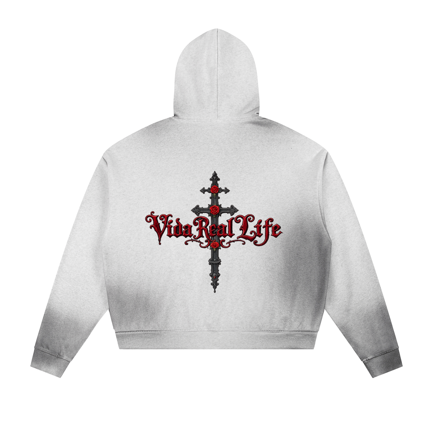 Sun Fade Frayed Raw Edge Fleece Zip Hoodie